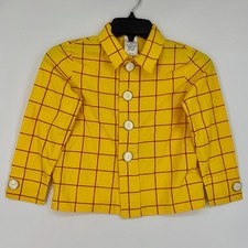 Disney Toy Story Kids Size 5 6 Button Front Shirt Yellow Red Check Woody Costume