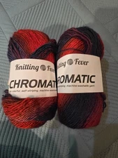 2 Knitting Fever Chromatic Lavastone Multicolor Wool Blend Yarn Self-Striping