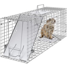 Uimoso Live Animal Cage Trap 31" x 10" x 12"Humane Cat Trap Cats Squirrels Mouse