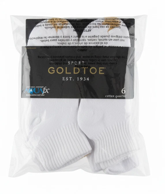 GOLDTOE Sport Algodão- Quarto de Meias no Tornozelo- Branco - 6 Pares Masculinos Tamanho 6-12.5 - Imagem 2 de 4