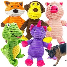 Vibrant Plush Squeaky Dog Toys for Medium Large Dogs - 5 Unique Designs