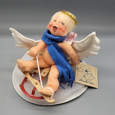 1990 Annalee 7" Angel on Sled on Cloud Wings Poseable Doll w/Tag 7168