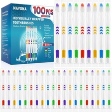 Navona 100 PCS Premium Toothbrushes Bulk, Individually Wrapped Toothbrushes, ...