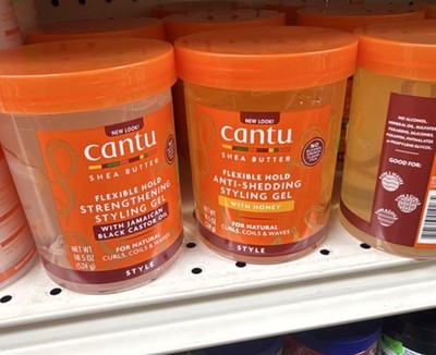 Cantu Shea Butter Strengthening Styling Gel Flexible Hold Castor Oil Honey 18.5 
