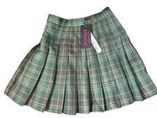 ROMWE Green Brown Plaid Pleated Mini Skirt Size small Schoolgirl Preppy new