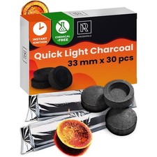 Hookah Charcoal Coals 30 pcs Quick Light Discs 33mm Premium Incense Burning