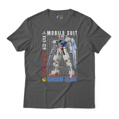 Gundam Aerial XVX-016 Graphic Tee   Mobile Suit Mecha Anime Shirt Urban Style