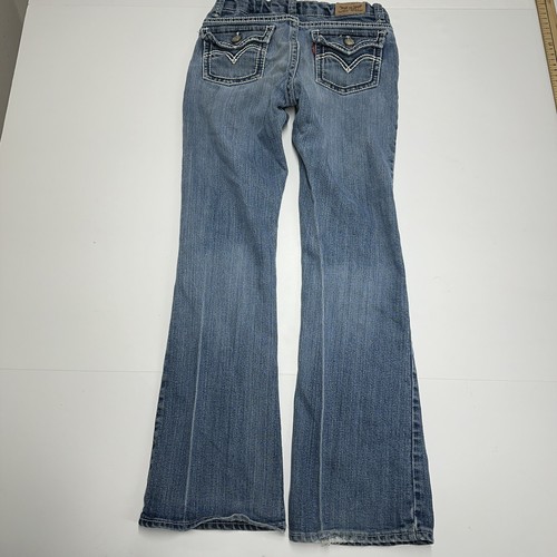 Levi's Girl's Size 10 Reg Boot Cut Blue Denim Jeans Button Pockets Adjustable - Picture 8 of 9