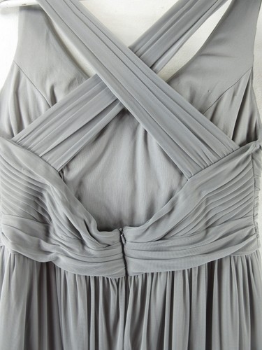 David's Bridal Dress 16 Gray Gown Crossover Long Sleeveless Wedding Prom Formal - Picture 6 of 12