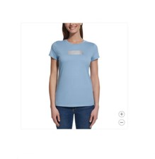 Women T-shirt Crew Neck Blue Calvin Klein Jeans Logo Tee XS-XL Ladies' NWT