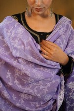 Shwet Pestal hues purple Hand Embroidered chikankari mulmul cotton dupatta