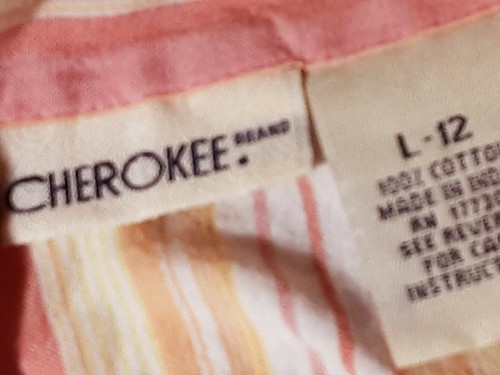Cherokee size L 10 12 pastel pink blue striped girls sleeveless school clothes b - Picture 7 of 7