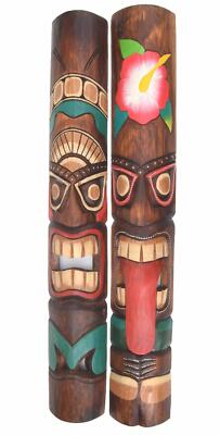 2 Wandmasken Tiki 100cm 2 Tiki Masken im Hawaii Maui Look Wandmaske Maske neu
