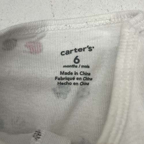 Carters White Printed Long Sleeve Romper Unisex Size 6 Months  - Picture 2 of 5