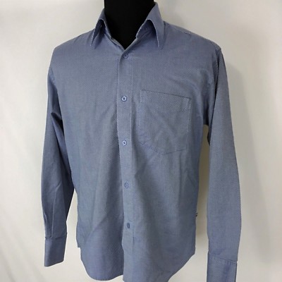 RICH MAN MENSWEAR SLIM FIT MENS Sz (L) BLUE PREMIUM QUALITY COMFORT DRESS SHIRT