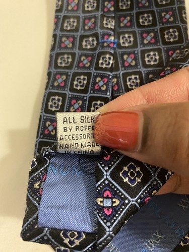 XMI Platinum professional corporate navy/blue/grey/pink geometric silk necktie - Picture 3 of 3