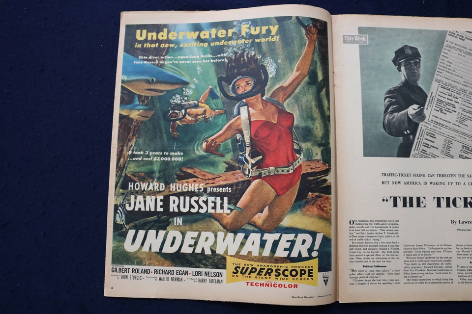 1955 JANUARY 22 THIS WEEK MAGAZINE - JANE RUSSELL MOVIE AD - E 22975 - Image 2 of 3