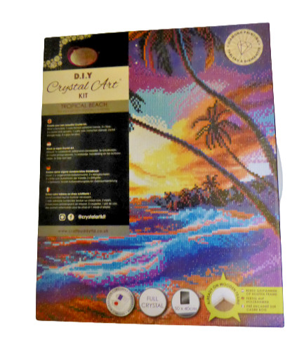 Tropical Beach Sunset Craft Buddy Diamond Crystal Art Framed Canvas Kit 40x50cm