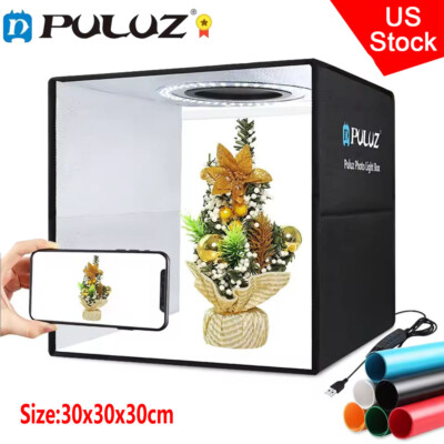 US PULUZ 30cm Photo Studio Ring LED Light Box Shooting Tent 6 Colors Desktop Box