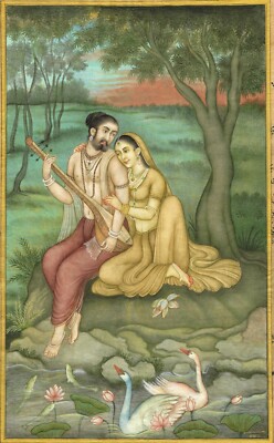 Indian Vintage Love Scene Painting Hand Miniature Indian Ethnic