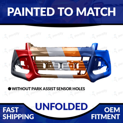 NEW Paint To Match 2013-2016 Ford Escape Unfolded Front Bumper W/O Sensor Holes