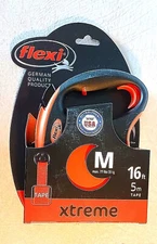 Flexi Extra Strong Tape Leash ORANGE 16ft M Dogs Up To 77 lb UPC: 840317109665