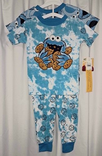 Sesame Street, Cookie Monster PJ's, 2T, 2 pair, Blue, 100% Cotton, Machine Wash