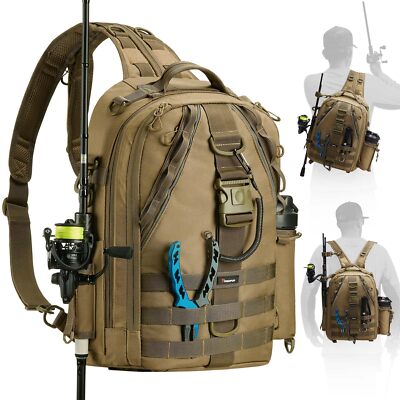 	Piscifun Fishing Tackle Backpack with Rod & Gear Holder Lightweight Outdoor	
