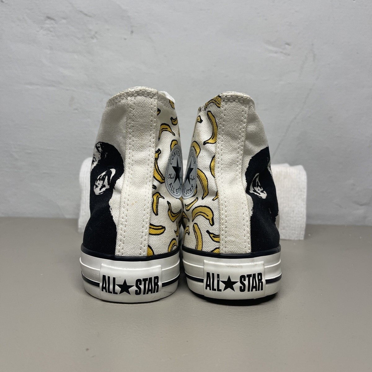 Unisex Converse Banksy The Thinker Monkey-Bananas Design Canvas HiTop Size 7M 9W Banksy Thinker Monkey Bananas Desing Canvas Hi-Top Converse  main image 4