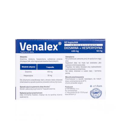 VENALEX® | Diosmin 450 Mg + Hesperidin 50 Mg | 60 Kapseln 30 Tage | Glutenfrei Fur Vegan | 90% Diosmin 10% Flavonoide