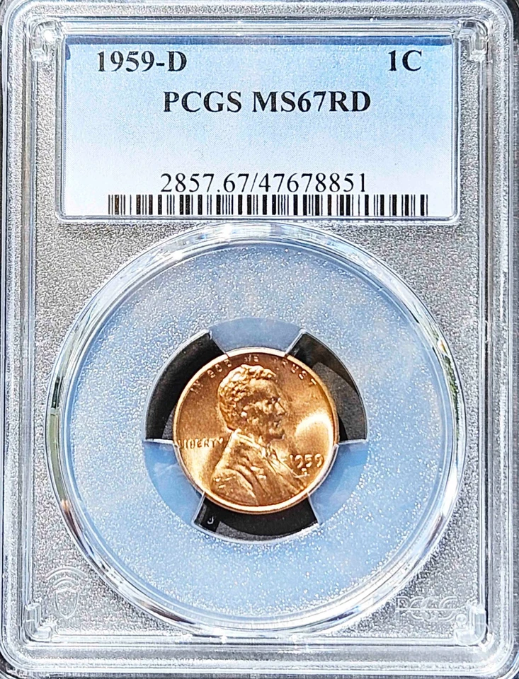 Lincoln 1st Memorial 1c Cent Penny 1959-D PCGS MS67RD "L" On Rim DDO - Image 3 of 4