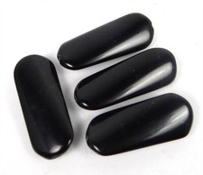 4 Black Onyx Tongue Twist Rectangle Pendant Focal Beads 40x16mm