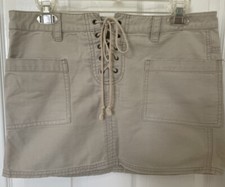 American Eagle Khaki Beige Tie String Mini Skirt Summer Spring Beach Size 6