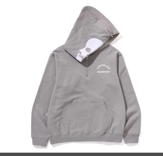Authentic ape bape x NBHD 2 face half zip pullover hoodie