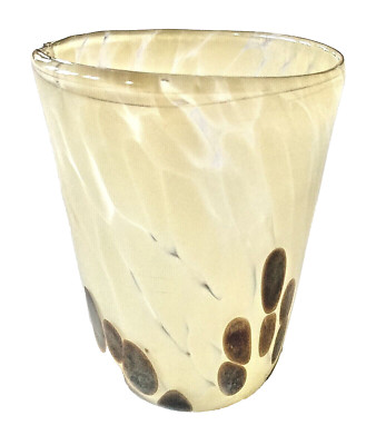 Retro Studio Glass Mid-Century Cream Brown 5'' Animal Print Leopard Tortoise MCM