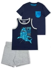P.S. from Aeropostale Boys Navy 3pc Short Set Size 4 5 6 7 8 10 12 14