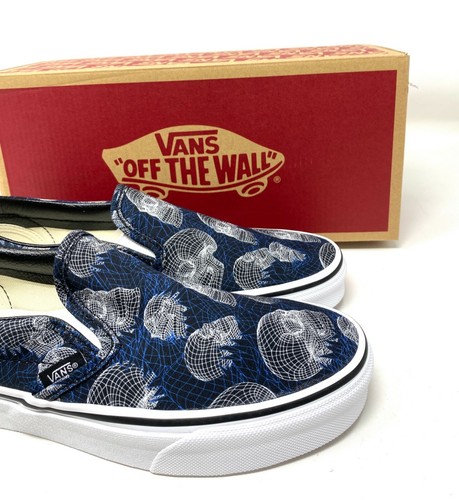 VANS Classic Slip On Wireframe Skull Black Canvas Sneakers Women's VN0A33TB9IB - Picture 7 of 10