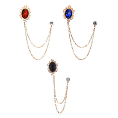 3PCS Brooch Chains Gift Jewelry Gifts Gemstones Mens Suit Accessories Collar