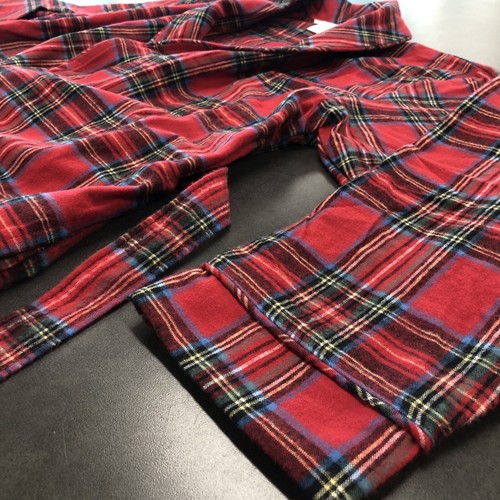 Accappatoio vintage Vermont Country Store rosso tartan plaid flanella 100% cotone taglia S M - Foto 4 di 16