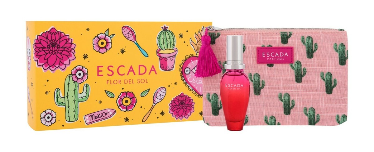 New Gift Set Escada Flor Del Sol 30ml EDT Make Up Bag UK