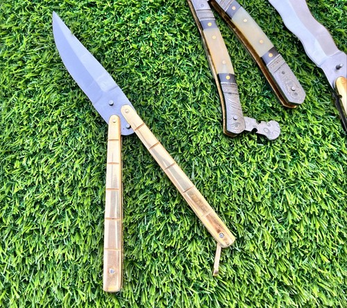 Pack of 5 Custom Handmade Damascus Steel Folding Knives With Sheath. - Picture 4 of 16