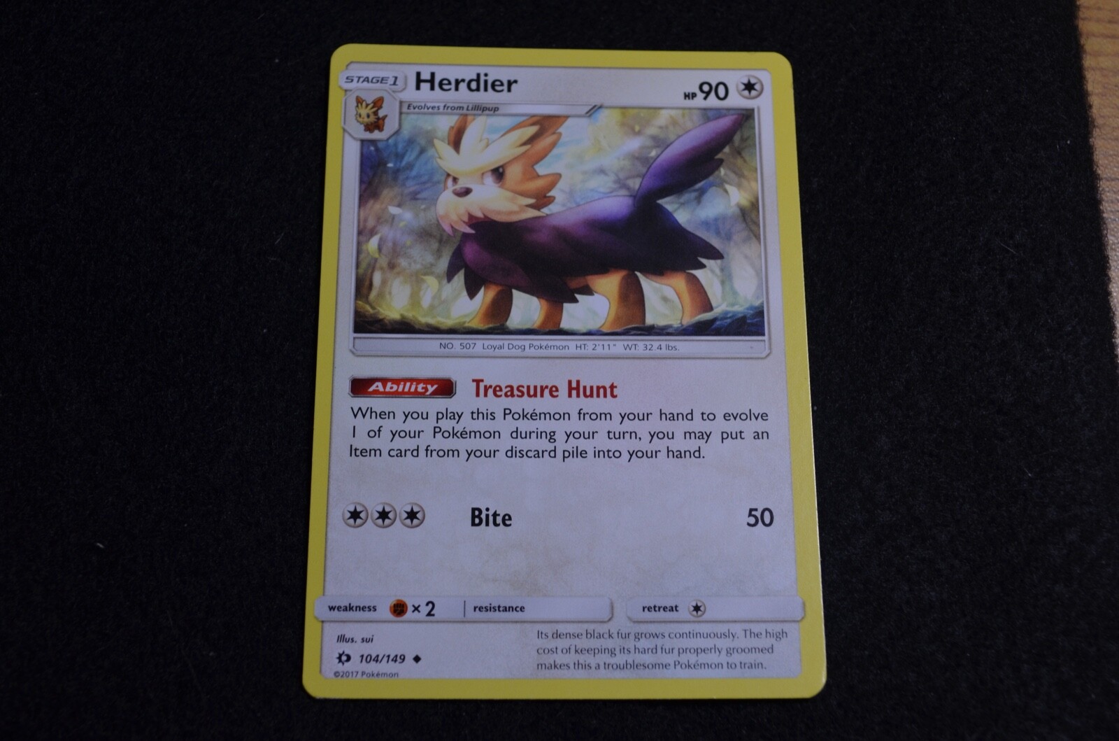 Pokemon HERDIER Sun & Moon Base Set 104/149 NM/Mint PACK FRESH