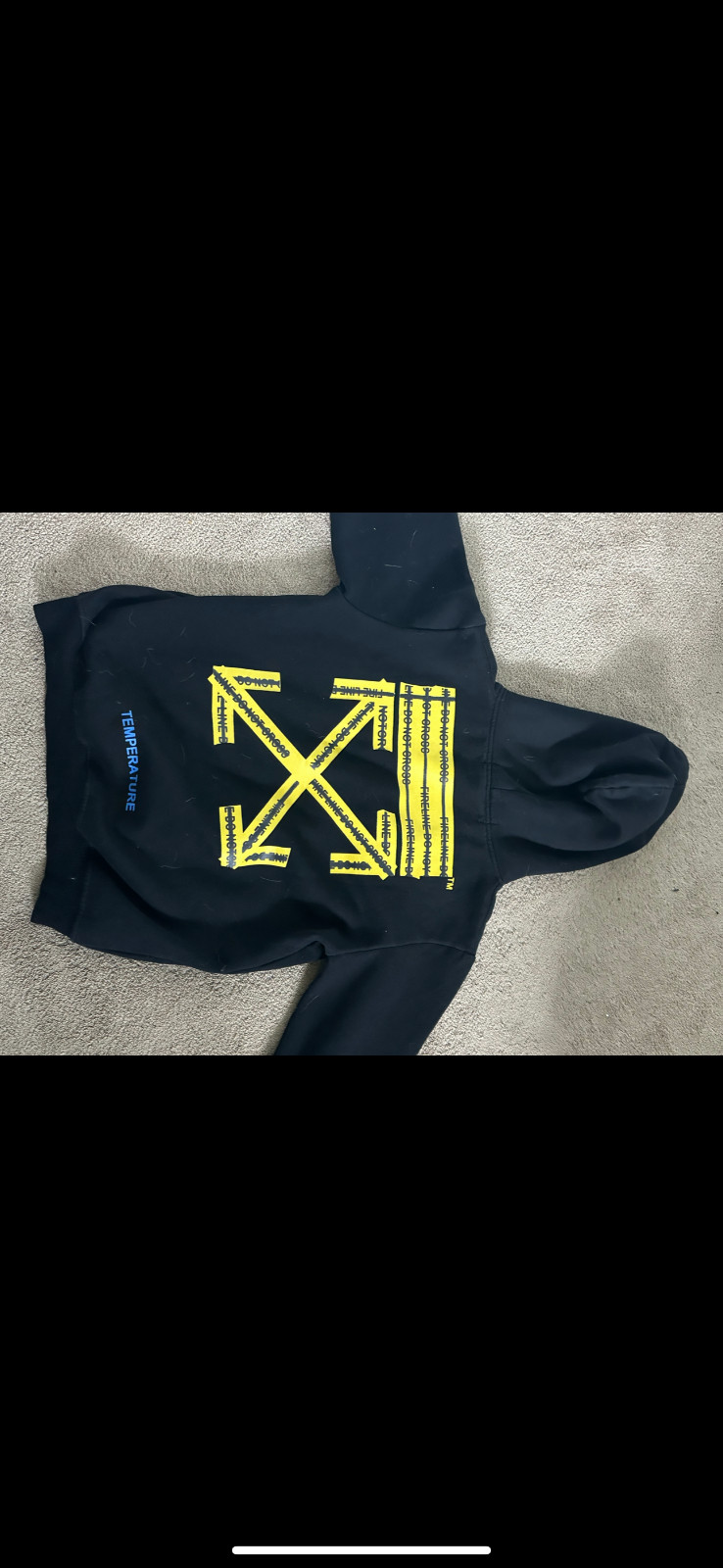 Offwhite temperature caution hoodie size small - image 1