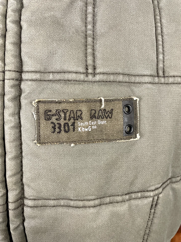 Chaleco ADKIN G-Star Gris Crudo Cremallera Completa A Presión Cuello Alto Bordado Para Hombre Talla M Foto 4 de 4