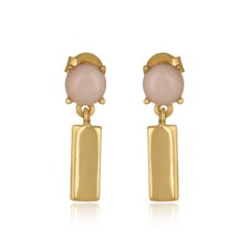 Minimalist Opal Gemstone Drop Earrings 925 Sterling Silver Womens Earring