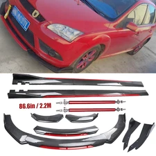 Front Bumper Lip Spoiler Body Kit Side Skirt Carbon Fiber For Ford Focus Sedan