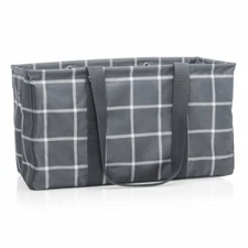 GB Thirty One Large utility beach Storage laundry tote bag 31 Windowpane Plaid
