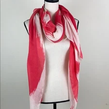 Echo white red long scarf wrap cover up sarong