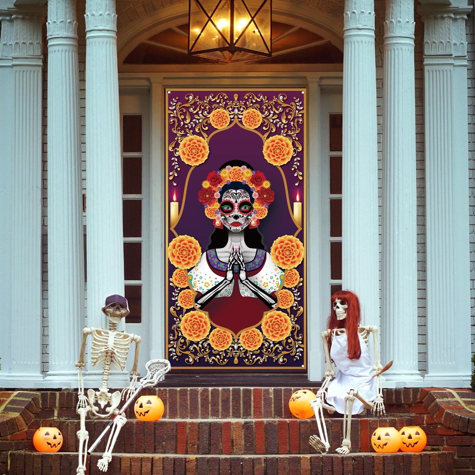 Day of The Dead Decorations Dia De Los Muertos Door Cover Mexican Altar ...