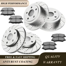 Front Rear Drilled Rotors Discs Brakes Pads Kits for 2007-2017 Jeep Wrangler JK